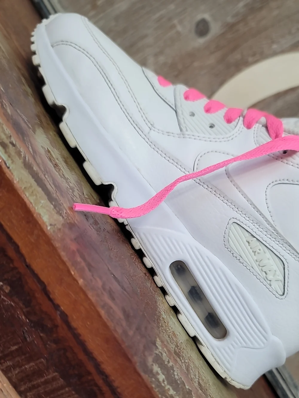 Nike Air Max 90 LTR 'Triple White/Pink' Wmns 7.5 Good Condition, Fast Shipping